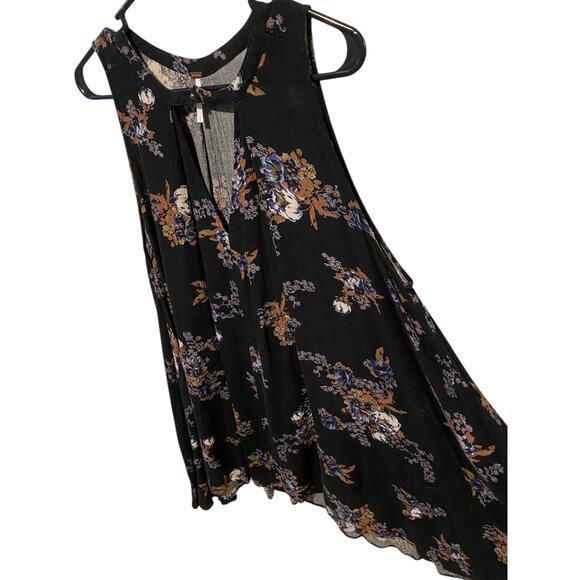 Free People Snap Out Of It Sleeveless Tree Swing Tunic Top Small Black Floral - Picture 12 of 14